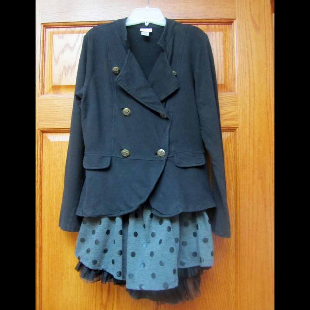 Beautees Charcoal Grey Polka Dot Skirt XL 14 16 - Picture 3 of 4